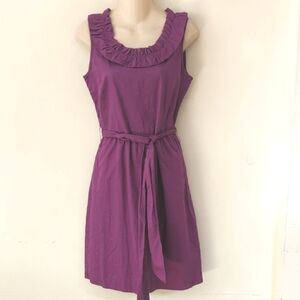 J. Crew Ruffle Neck Purple Sleeveless Dress 2